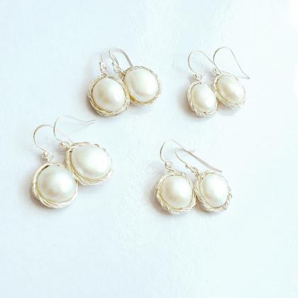 Bridal Ivory Pearl Earrings, Dainty Culture..