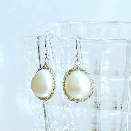 Bridal Ivory Pearl Earrings, Dainty Culture..